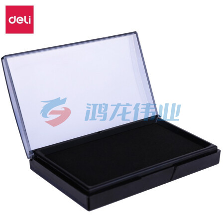 得力(deli)9864 透明外壳方形快干印台印泥137*88mm 财务办公用品 黑色