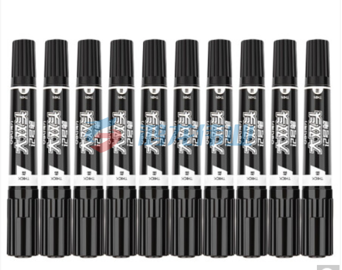 得力(deli) S555 大双头油性记号笔/签字笔/勾线笔/会议笔/马克笔 1.5*5mm 10支装 黑色