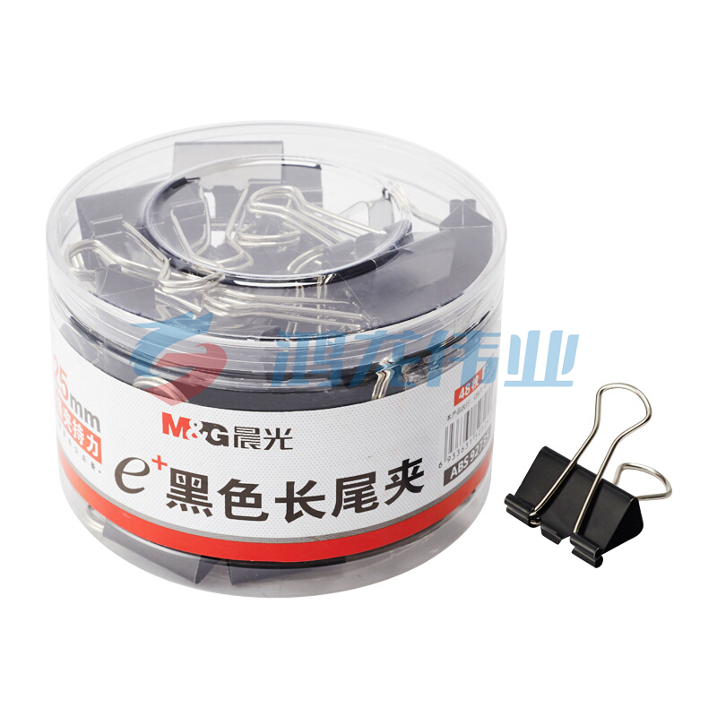 晨光 M＆G Eplus筒装黑色长尾夹 6号 ABS92737 15mm  60个/筒 60筒/箱