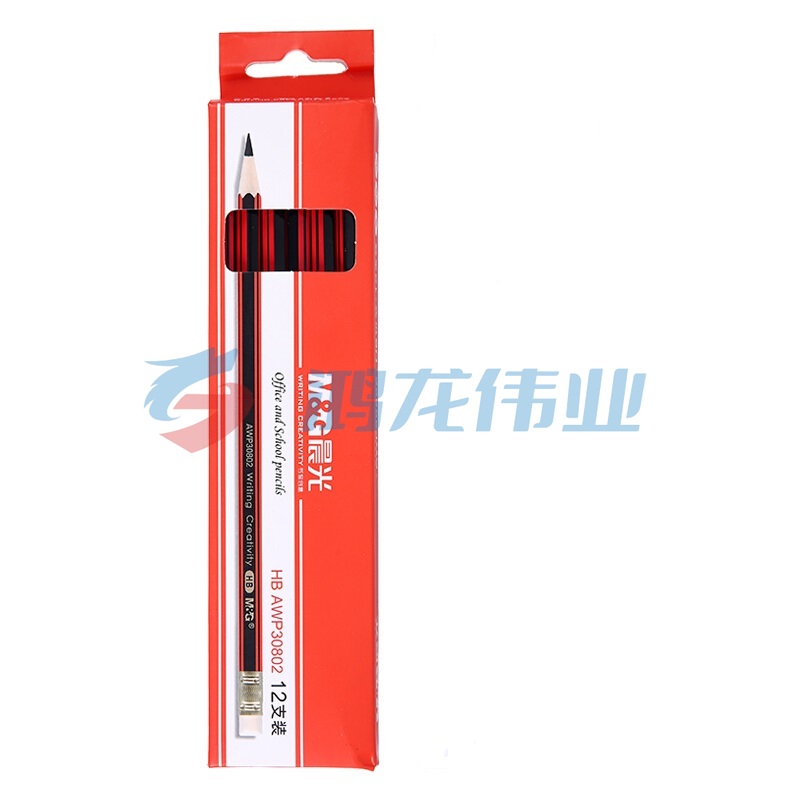 晨光 M＆G 红黑色抽条笔杆HB铅笔 AWP30802  12支/盒 (大包装)