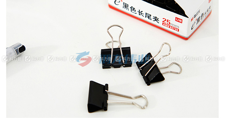 晨光 M＆G Eplus盒装黑色长尾夹 ABS92729 25mm  12个/盒 12盒/包 240盒/箱