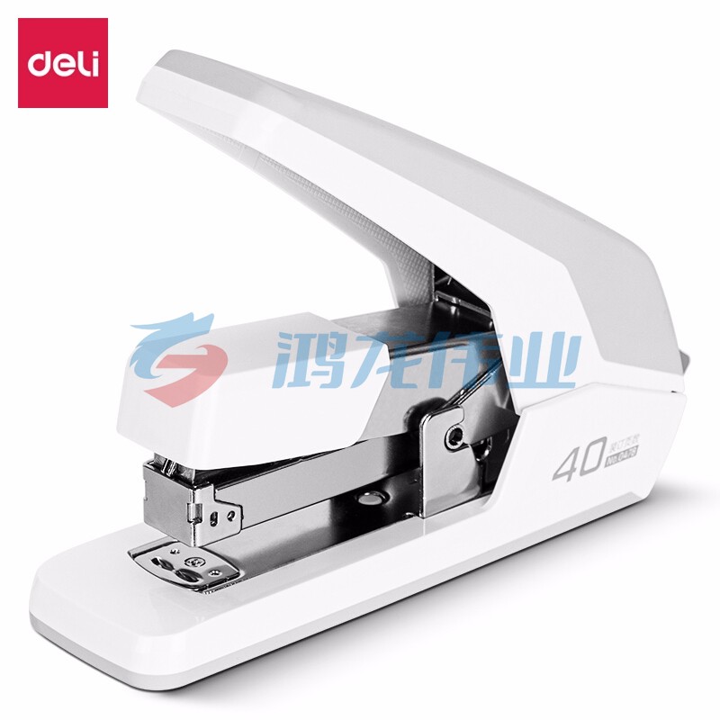 得力(deli)40页省力订书机/订书器 防卡钉功能 弹出式钉道 办公用品 白色0478