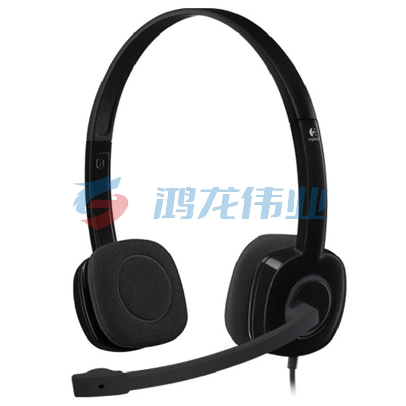 罗技(Logitech) 立体声耳机 带麦克风话筒 电脑笔记本办公耳麦 H151 黑色 (XTGM202307211317012)