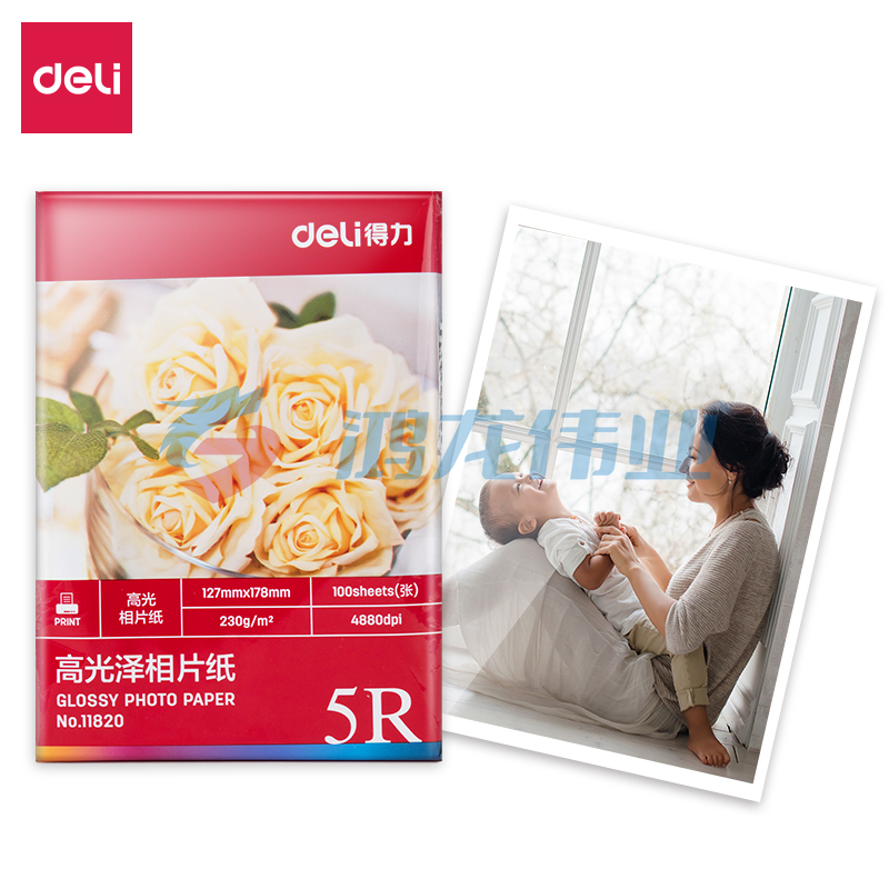得力11820高光相片纸7寸-230g/㎡(白)(100张/包)XTGM04111250232617