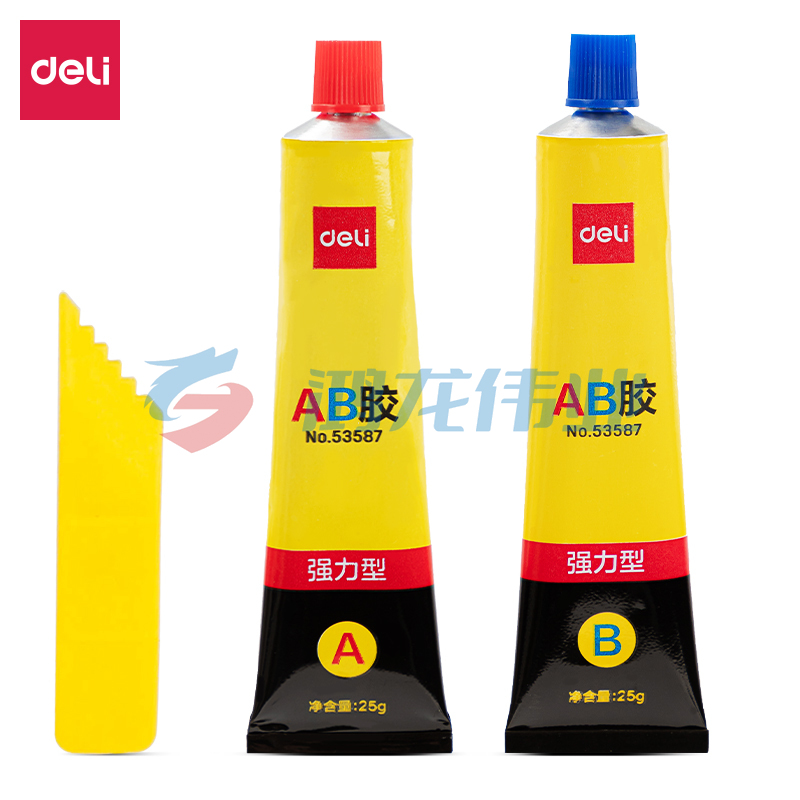 得力(deli)53587 50g AB胶 强力胶 可粘玻璃陶瓷金属塑料  24盒/包  (单位：盒)