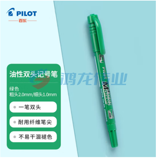 百乐（PILOT）SCA-TM油性大小双头记号笔彩色绘画马克笔速干笔学生文具办公 绿色单支装