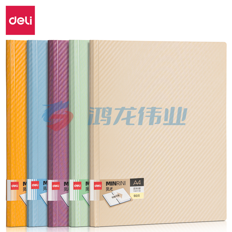 得力(deli)PQ601-60 60页资料册试卷册文件夹 资料试卷文件收纳册文件保护办公用品 混色