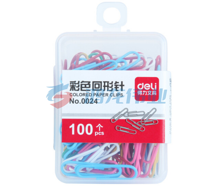 得力(deli) 0024 彩色回形针 多色混合  100枚/盒(盒)