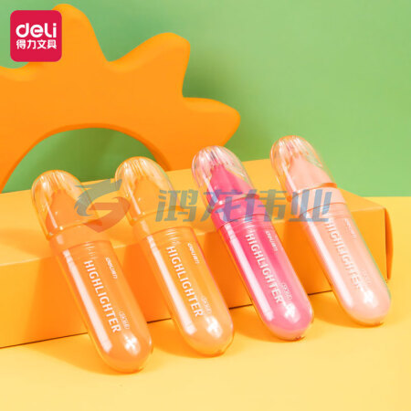 得力(deli)SK168 柔彩荧光笔彩色醒目标记笔 手帐可用水性记号笔鱼姬桃红色系 4支/盒装