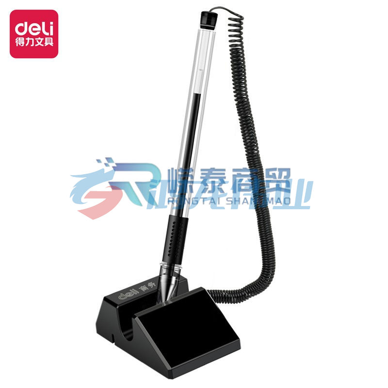 得力6791 旋转台笔/可粘贴台式中性笔0.5mm(黑)(支)