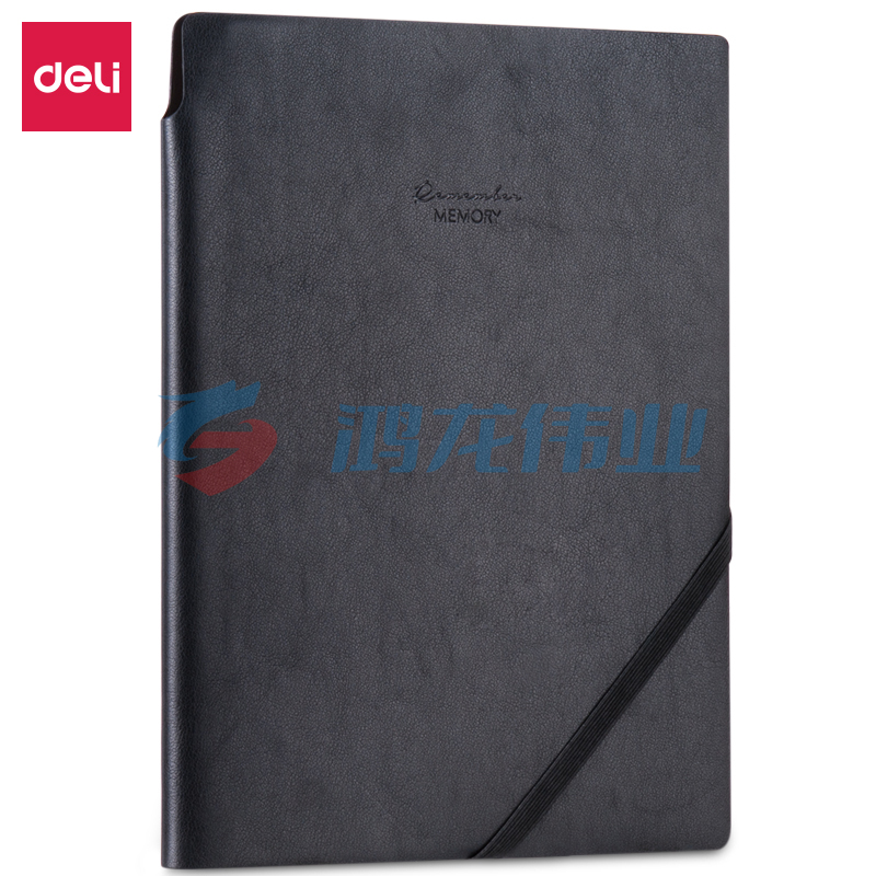 得力(deli) 22250 16k/96张时尚绑带皮面本 可插笔商务记事本 黑色    WLSZ08010941224320