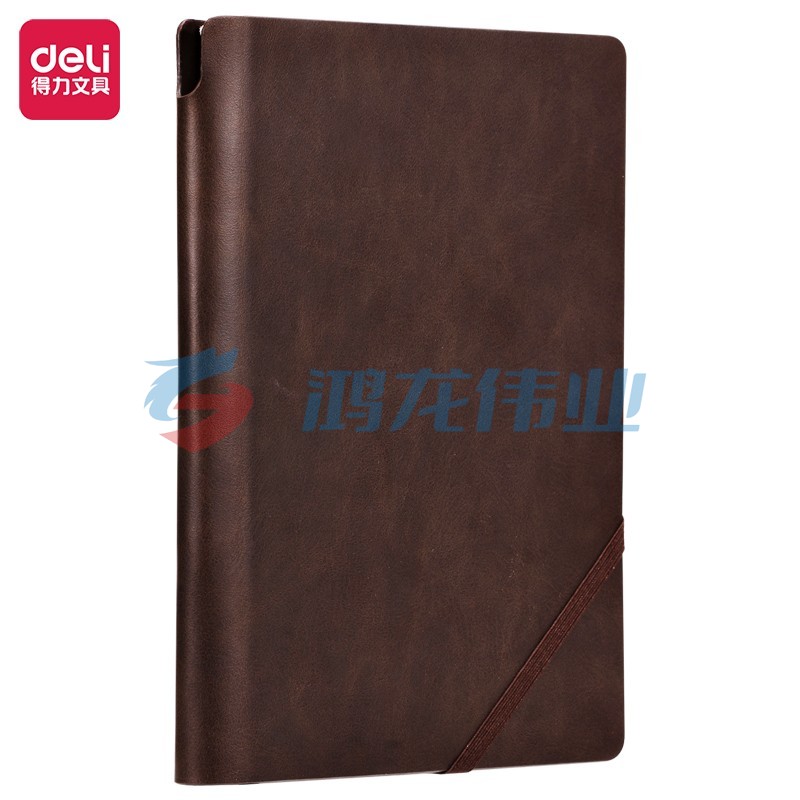 得力(deli) 22259 25K120张厚商务笔记本 斜绑带复古皮面本 棕色   WLSZ08010941351466