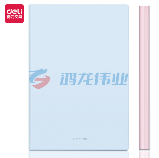 得力22285软面贴芯皮面本-A5-210mm*143mm/96张(浅蓝)