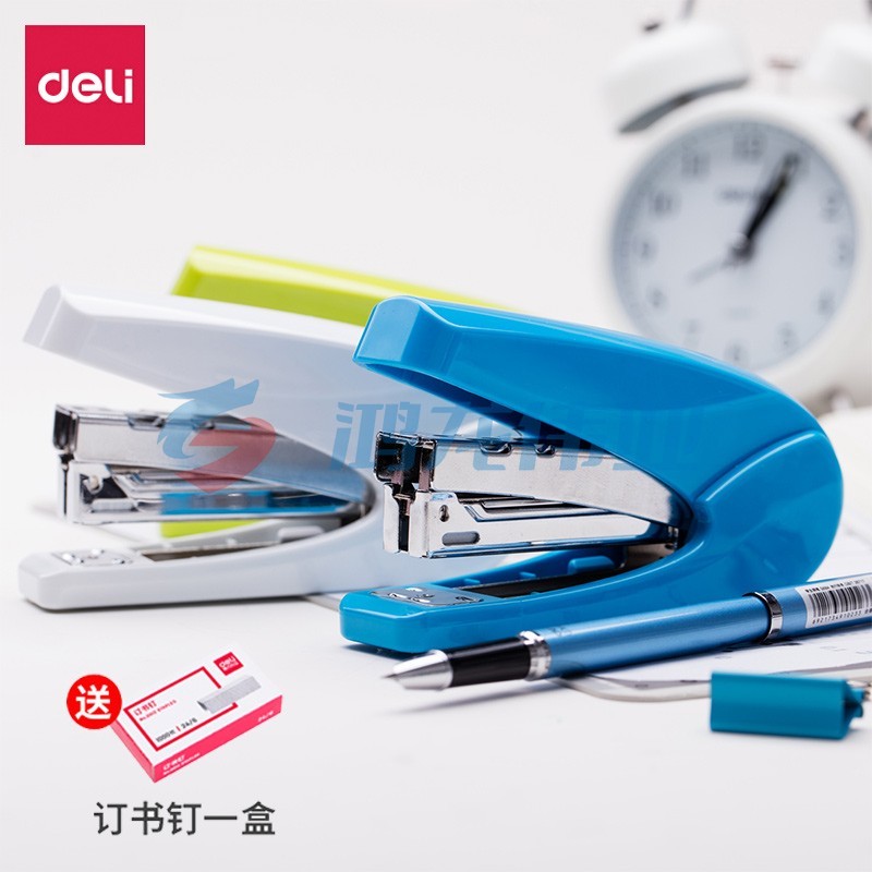 得力(deli)0429省力订书机可装订20张 12#订书钉 学生办公用订书机 办公用品 蓝色订书机