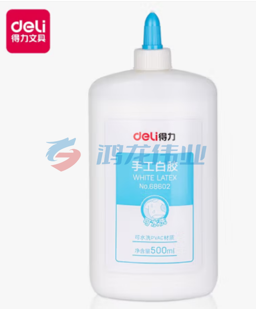 得力(deli) 1瓶500ml白胶 学生手工DIY胶水 白乳胶 手工美术课高粘性胶 68602