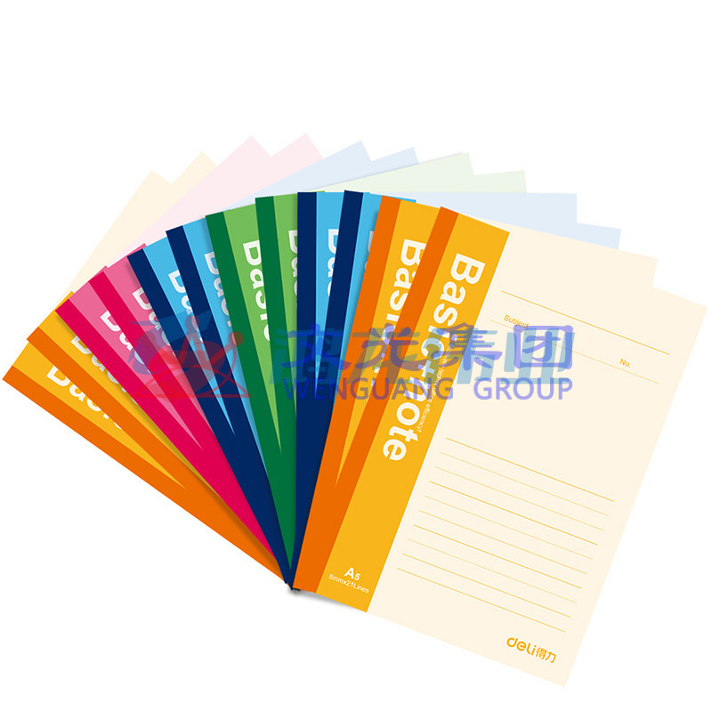 得力 7651 A5/40张   无线装订软抄本办公记事本 混色 (单位：本)