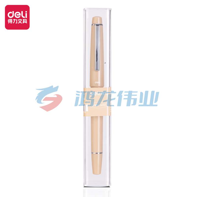 得力(deli)文具小学生正姿钢笔 EF明尖练字钢笔暮棕色1笔/盒 A953