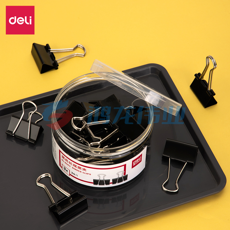 得力8563-3#黑色长尾票夹32mm(筒装)(黑)(24只/筒)XTGM02201606416905