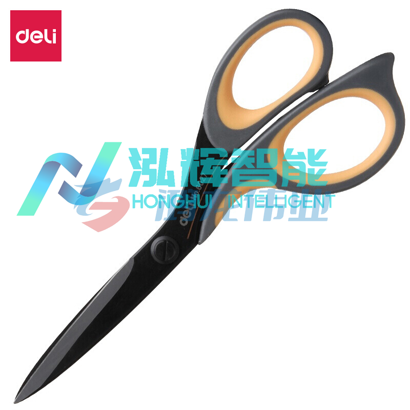 得力(deli)175mm中号不锈钢剪刀 家用办公美工剪子 黑色6027