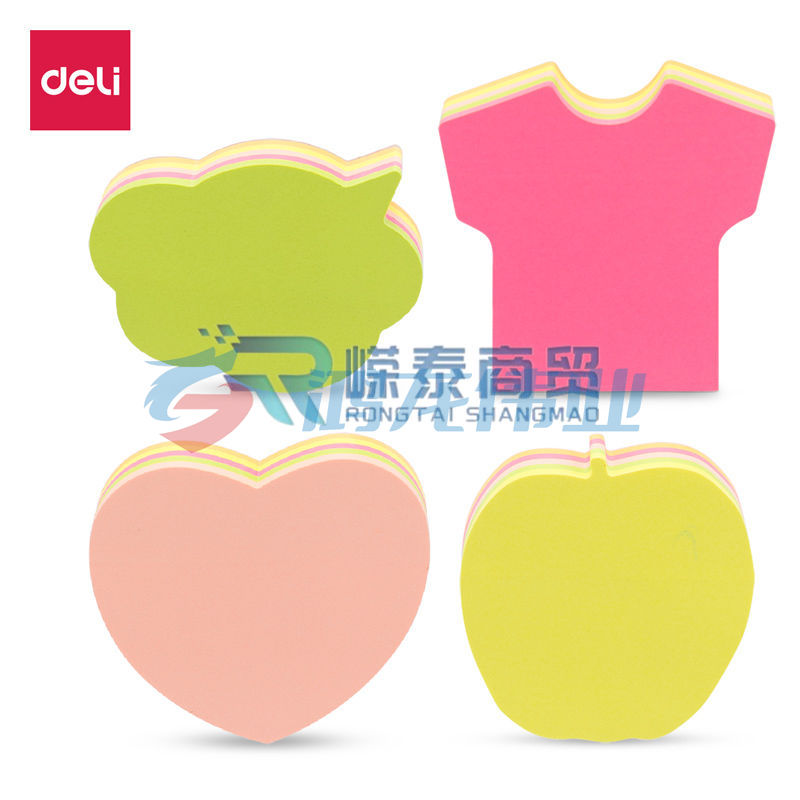得力21506 彩色异型便利贴/记事贴(76*76mm)(混)【8袋装】