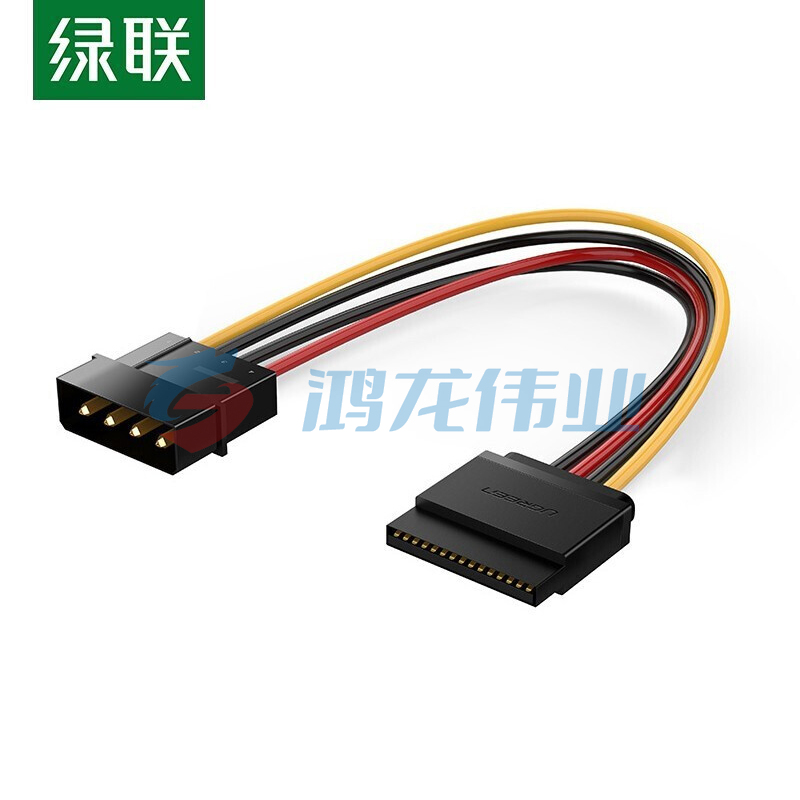 绿联（UGREEN）50398 sata电源线 台式主机机箱电脑连接固态机械硬盘 大4pin转15pin一分二转接头转换线