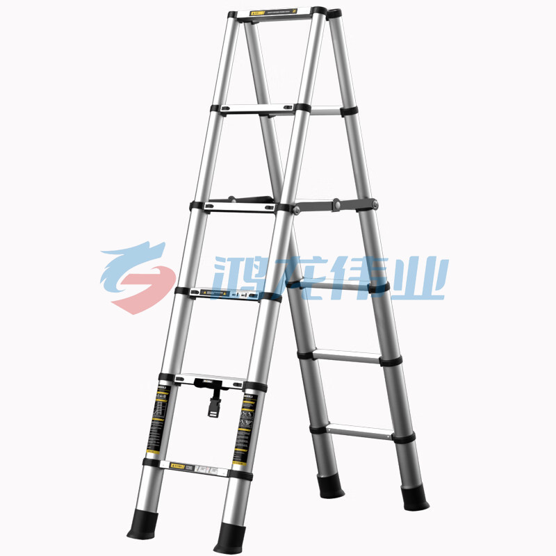 镁多力(midoli)家用人字梯 伸缩多功能铝合金工程加厚可折叠升降登高便携直梯 免安装人字梯1.7米【适用3.3米】