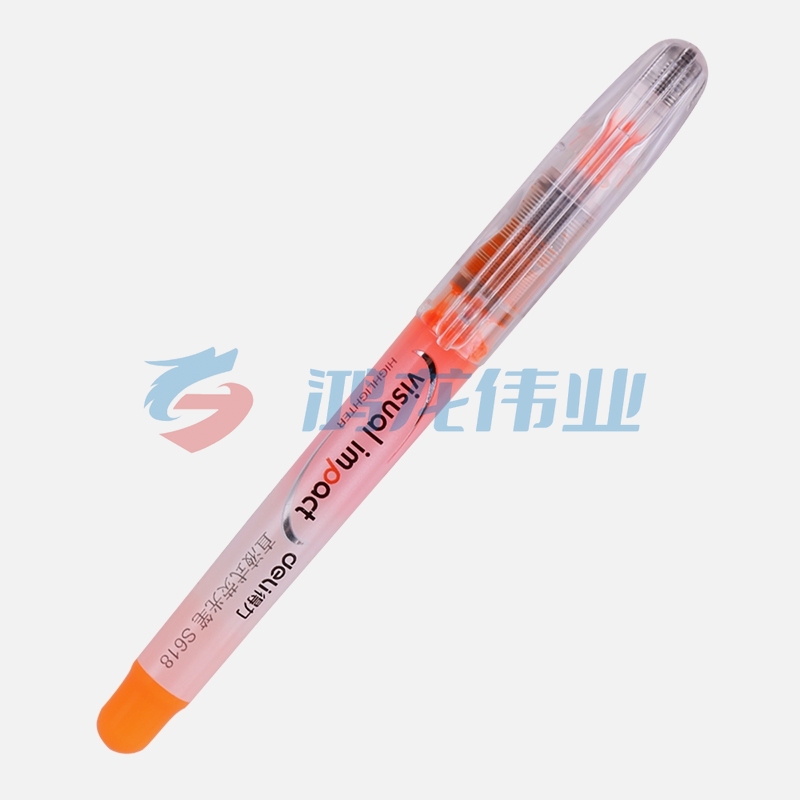 得力（deli）橙色直液荧光笔 重点标记 手帐可用水性记号笔12支/盒