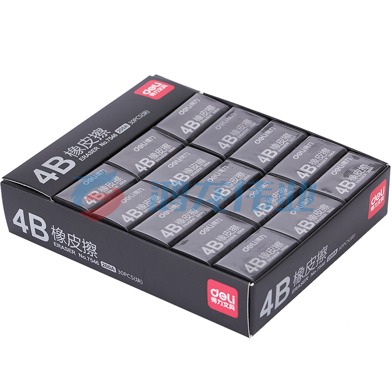 得力7546橡皮 4B黑色(30块/盒)