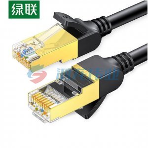 绿联 UGREEN NW107 七类网线 工程级八芯双绞全铜镀金双屏蔽万兆网络跳线 家装宽带监控连接线 8米 黑色