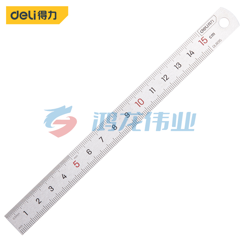 得力（deli）DL8015 不锈钢直尺刻度尺公制刻度绘图钢尺15cm 