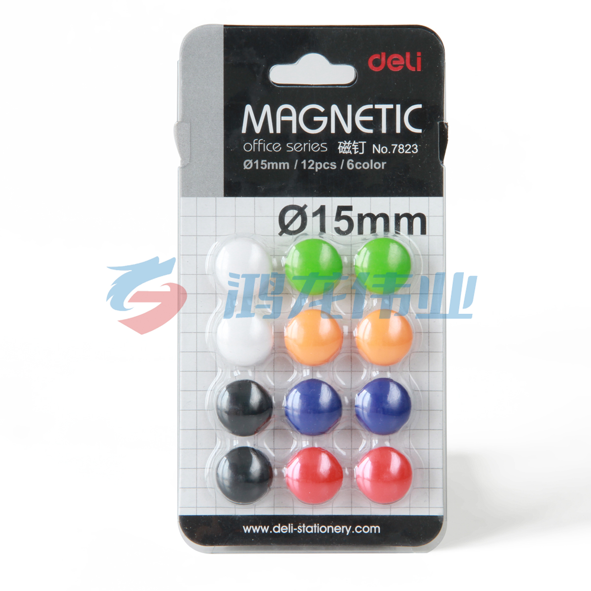 得力7823磁钉φ15mm(混)(12个/卡)