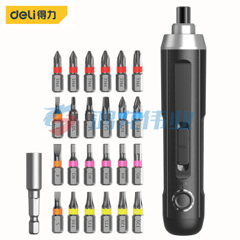 得力(deli) 笔式3.6V无线锂电电动螺丝刀充电式电动工具带灯可照明套装应急常备DL667001A 