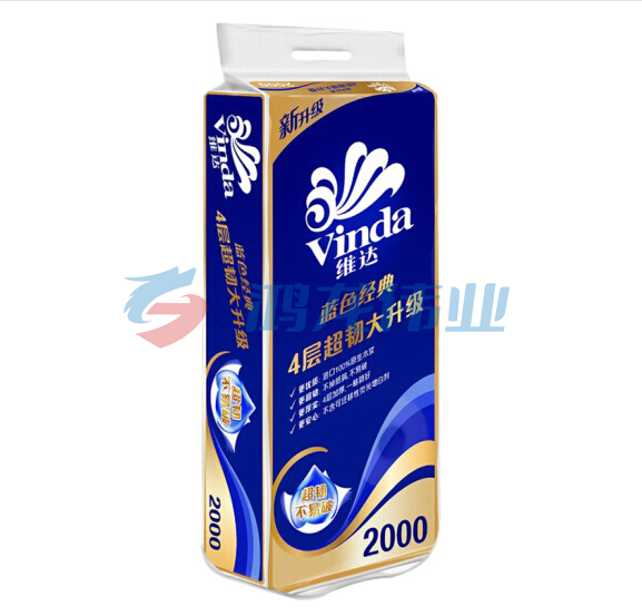 维达 V4073 四层200g卷筒卫生纸 10卷/提 蓝色经典