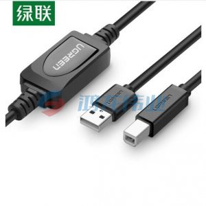 绿联 UGREEN US122 高速USB打印数据线 2.0方口连接线AM/BM 带信号放大器 10米   bwsj-2022080724006