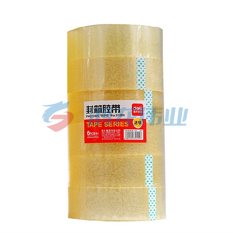 得力 30209 封箱胶带 48mm*250y*50um 6卷/筒 （单位：筒）