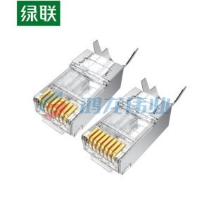 绿联 UGREEN NW123 超6类RJ45万兆屏蔽水晶头 80828 8P8C网线连接器 工程级全铜镀金连接头 100个/包