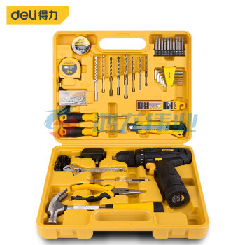 得力（deli）38件套手电钻锂电钻电动螺丝刀多功能家用工具箱套装 DL1038L