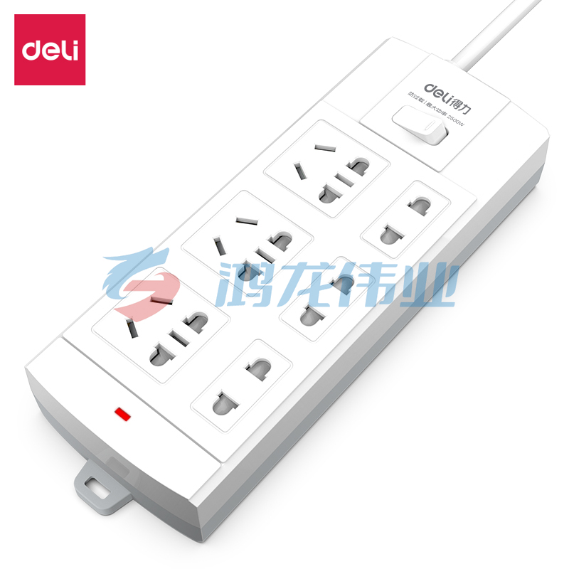 得力（deli）3982插座_3+3_5米_泡壳装(白)(只)