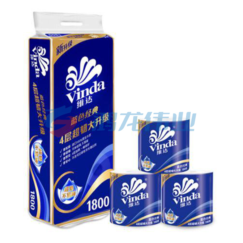 维达 V4028 蓝色经典系列有芯卷纸 4层 180g 10卷/提*6提/箱（计价单位：提） (6提/件)