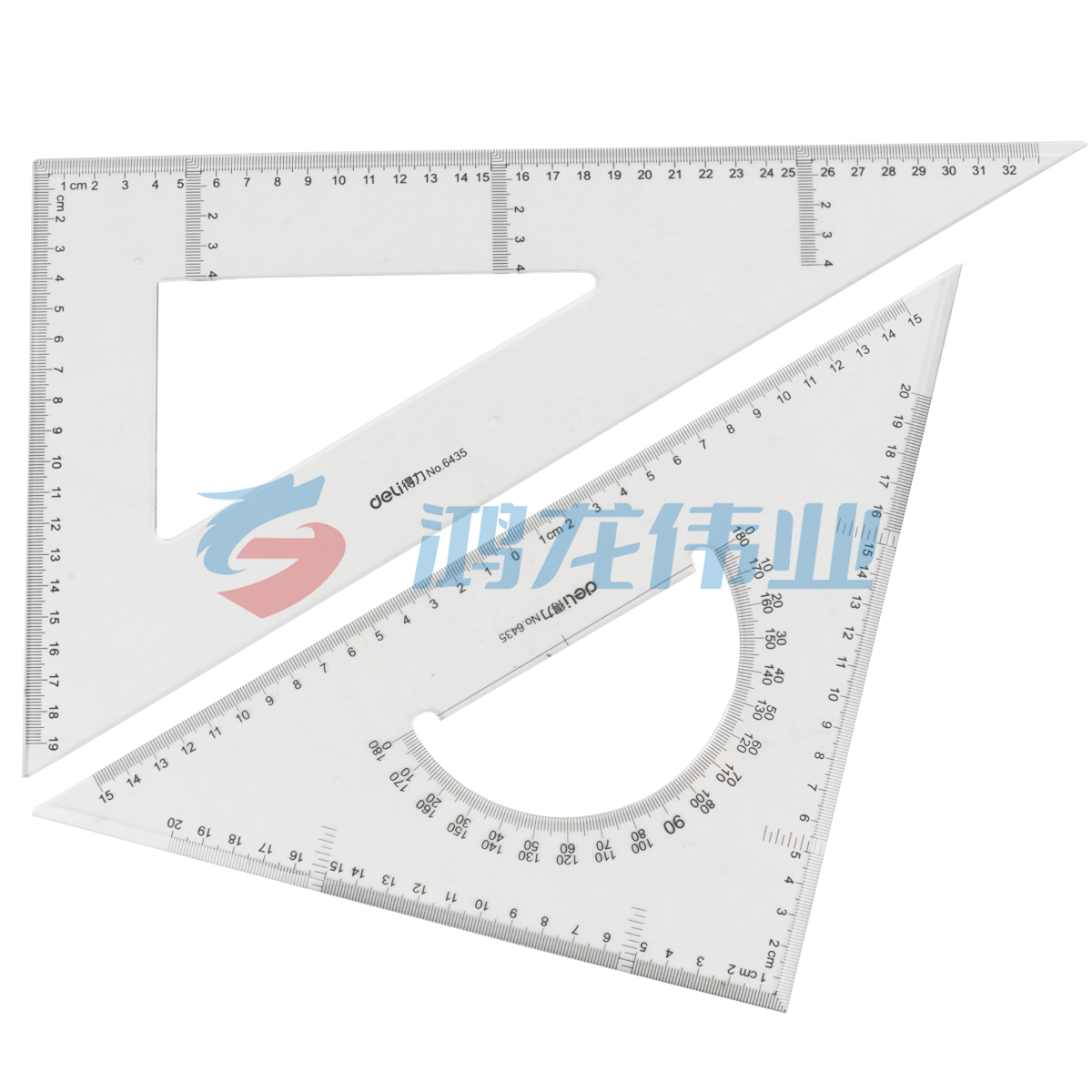 得力 6435 透明三角尺（35cm)（付）