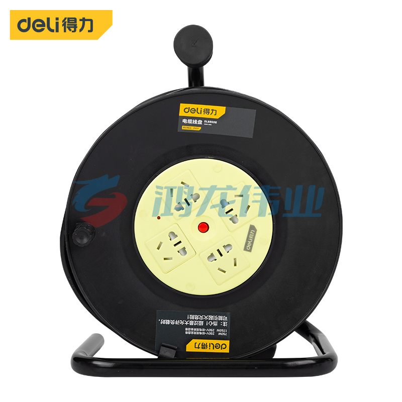 得力(deli)  DL8850-25 工程接线盘移动电缆线盘电线盘拖线盘卷线盘插座插排过热保护4位50m2.5线径空盘 DL8850-25 