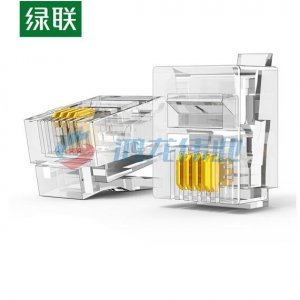 绿联 UGREEN NW138 电话水晶头 80107 6P4C电话线接头 RJ11语音电话线连接器 座机传真机全铜镀金插头 4芯50个装